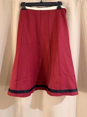 NWT DE Collections Red A-Line Skirt with Contrast Trim